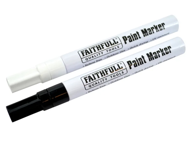 Faithfull Paint Marker Pens Twin Pack - Black / White