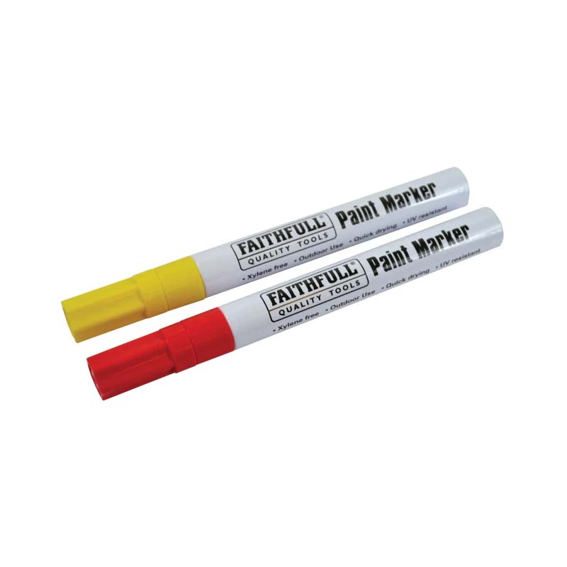 Faithfull Paint Marker Pens Twin Pack - Red / Yellow - FAIPMYELRED