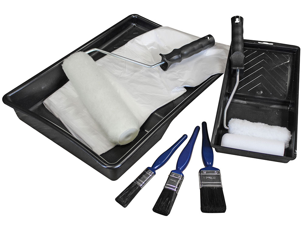 Faithfull 11pc Decorating Roller Kit - Trays / Rollers / Brushes / Dust Sheet