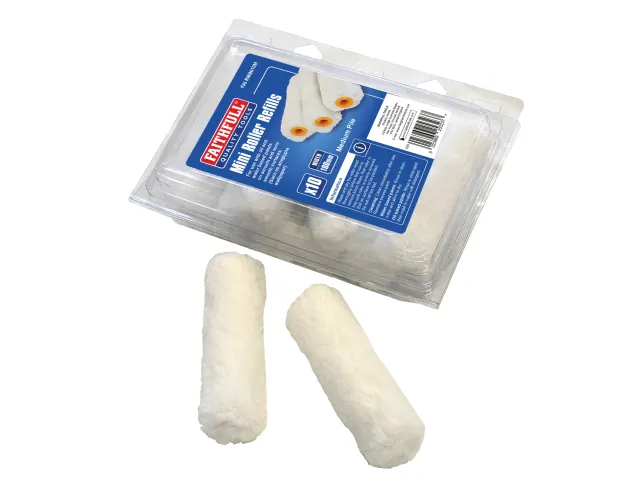 Faithfull 10 Medium Pile Mini Roller Refills 100mm (4in)