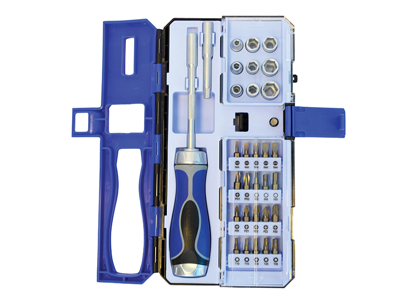 Faithfull Ratchet Screwdriver and Socket Set 33 Piece