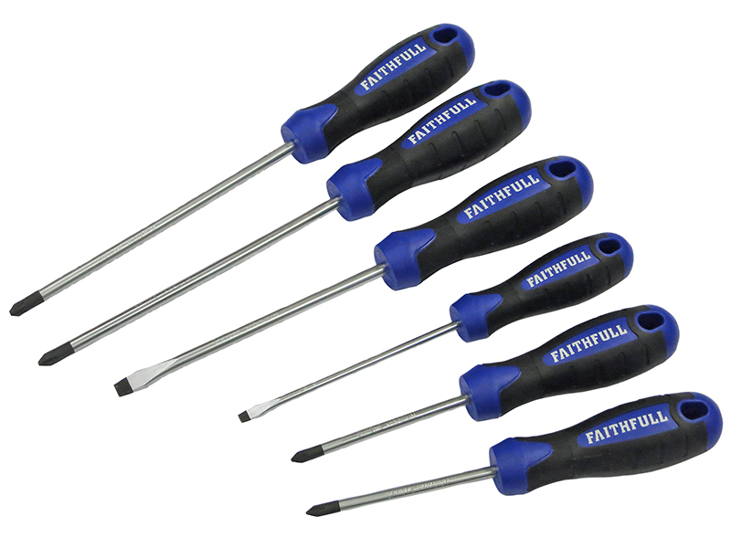 Faithfull Screwdriver Set Soft Grip 6 Piece