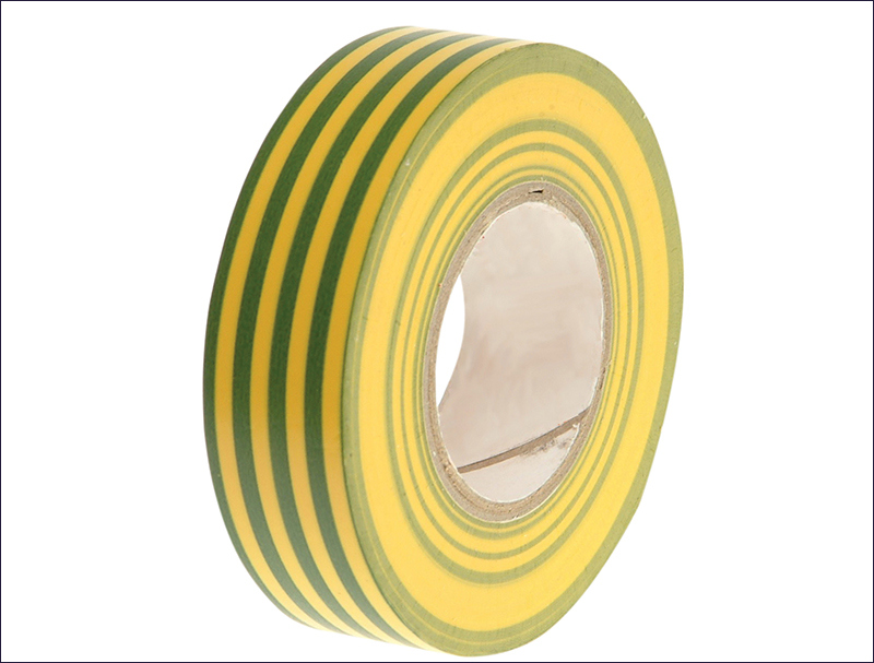 Faithfull PVC Electrical Tape Green &amp; Yellow 19mm x 20 Metre