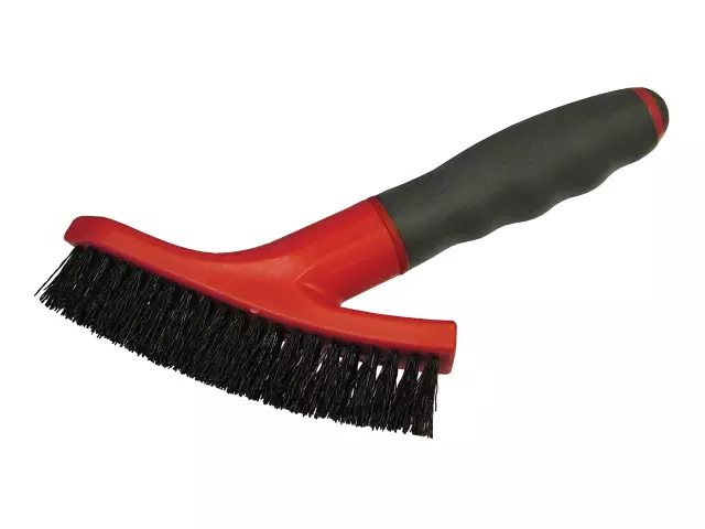 Faithfull Grout Scrubbing Brush With Soft-Grip Handle Ideal for Stubborn Grime and Mildew