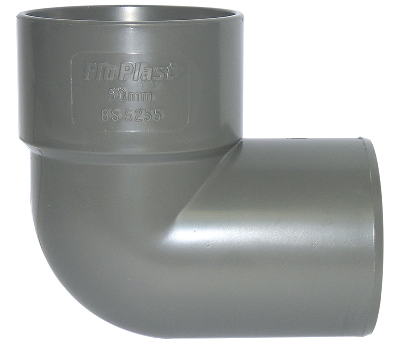 Floplast WS27GR 40mm (43mm) ABS Solvent Weld Waste System 90 Degree Conversion Bend - Grey