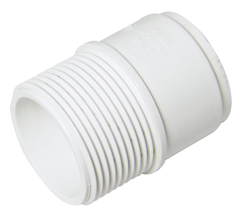 Floplast WS64WH 40mm (43mm) ABS Solvent Weld Waste System Male Adaptor - White