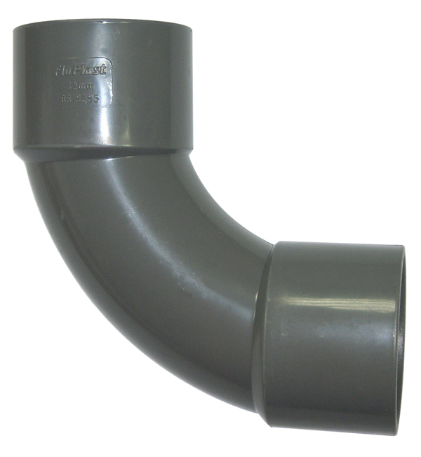 Floplast WS16GR 50mm (55mm) ABS Solvent Weld Waste 92.5 Degree Swept Bend - Grey