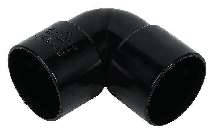 Floplast WS12BL 50mm (55mm) ABS Solvent Weld Waste System 90 Degree Bend - Black