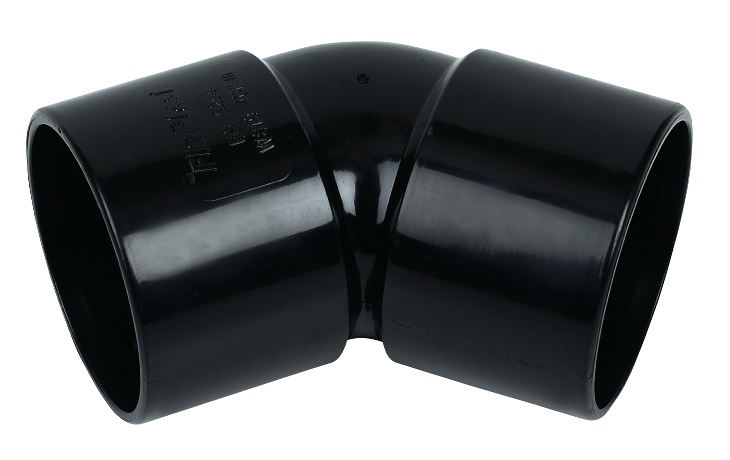 Floplast WS20BL 50mm (55mm) ABS Solvent Weld Waste System 135 Degree (45) Bend - Black