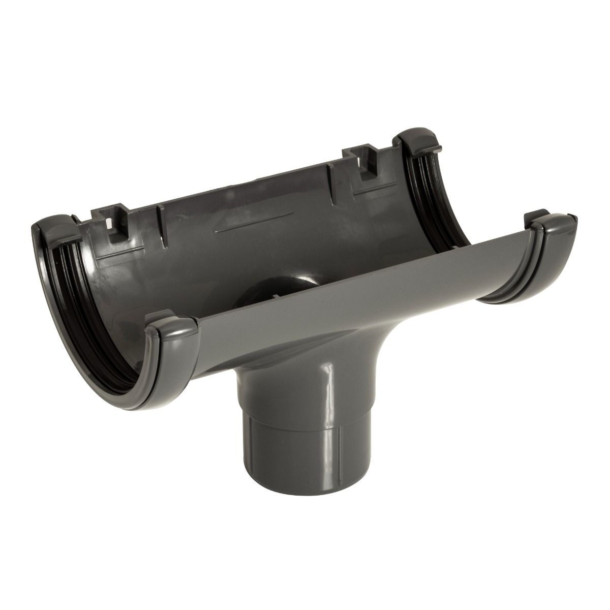 Floplast RO1AG 112mm Half Round Gutter - Running Outlet - Anthracite Grey