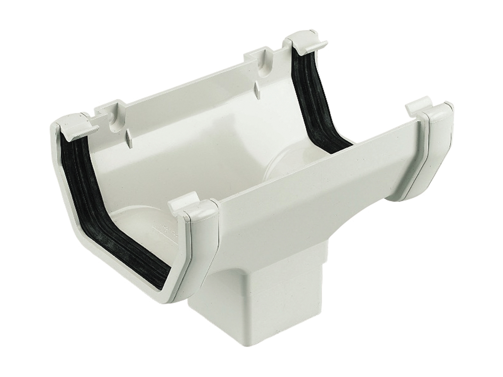 Floplast ROS1WH 114mm Square Line Gutter - Running Outlet - White