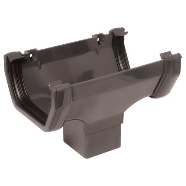 Floplast ROS1AG 114mm Square Line Gutter - Running Outlet - Anthracite Grey