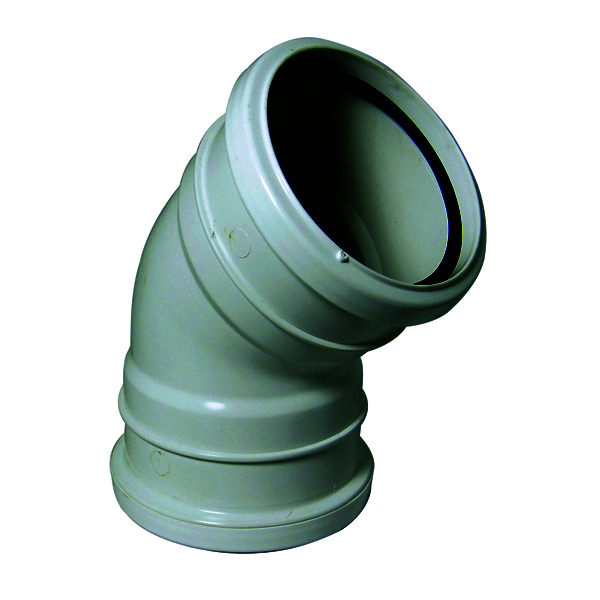 Floplast SP563GR 110mm/4 Inch Ring Seal Soil System - 135 Degree Double Socket Bend - Grey