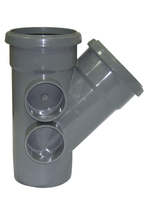 Floplast SP210GR 110mm/4 Inch Ring Seal Soil System - 135 Degree Branch Double Socket - Grey