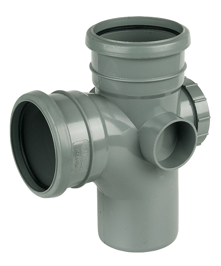 Floplast SP502GR 110mm/4 Inch Ring Seal Soil System - 92.5 Degree Access Branch - Grey