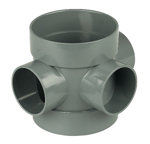 Floplast SP583GR 110mm/4 Inch Ring Seal Soil System - Short Boss Pipe Double Solvent Socket - Grey
