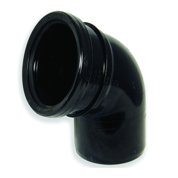 Floplast SP162BL 110mm/4 Inch Ring Seal Soil System - 112.5 Degree Single Socket Bend - Black