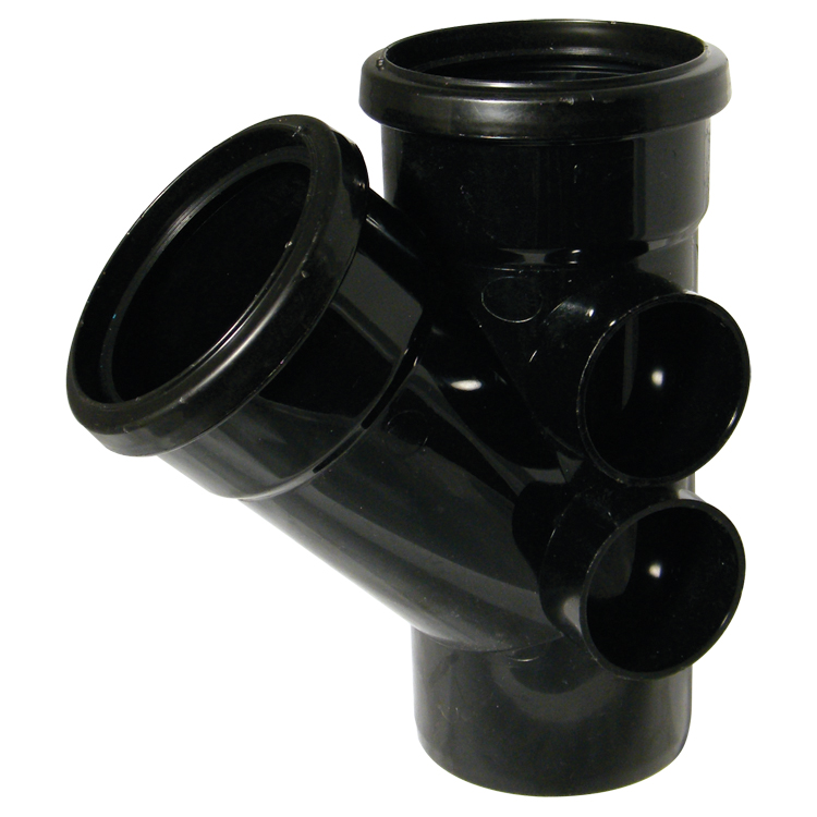 Floplast SP210BL 110mm/4 Inch Ring Seal Soil System - 135 Degree Branch Double Socket - Black