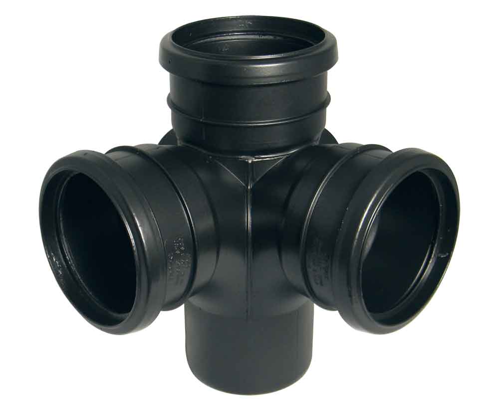 Floplast SP232BL 110mm/4 Inch Ring Seal Soil System - 92.5 Degree Corner Branch - Black