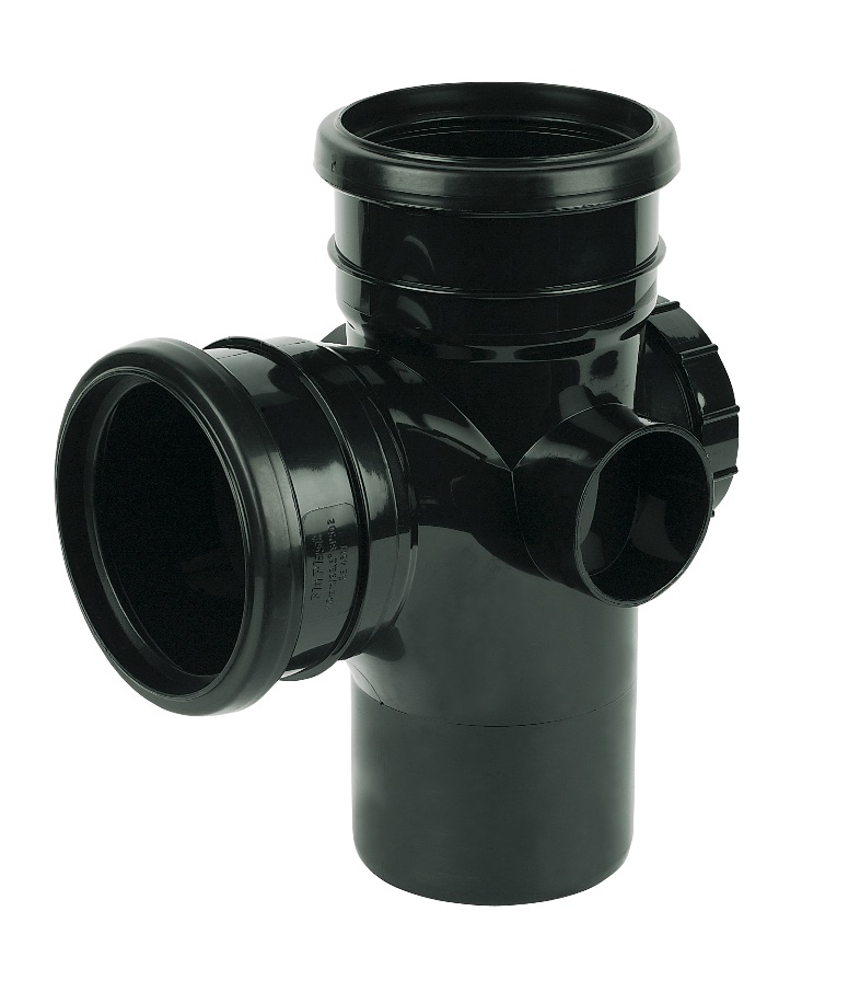 Floplast SP502BL 110mm/4 Inch Ring Seal Soil System - 92.5 Degree Access Branch - Black