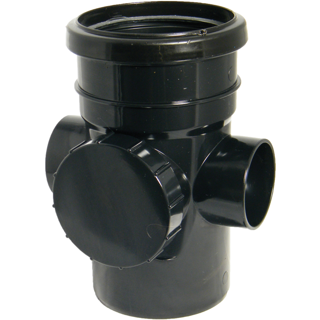 Floplast SP274BL 110mm/4 Inch Ring Seal Soil System - Access Pipe Single Socket - Black