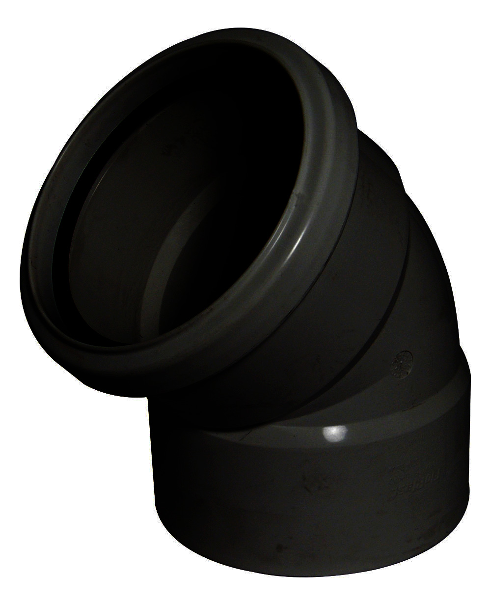 Floplast SP440BL 110mm/4 Inch Ring Seal Soil System - 135 Degree Offset Bend Double Socket - Black
