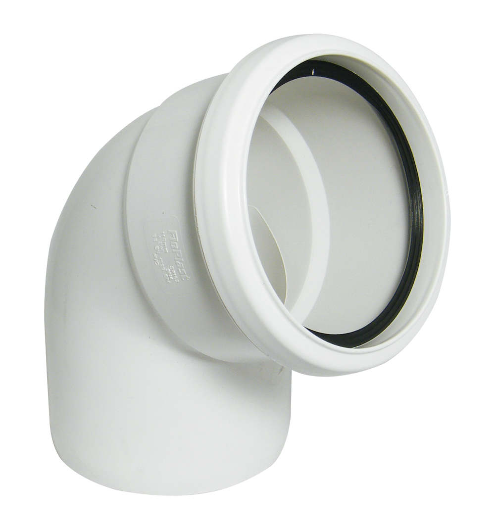 Floplast SP162WH 110mm/4 Inch Ring Seal Soil System - 112.5 Degree Single Socket Bend - White