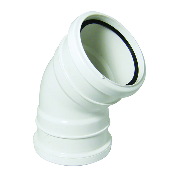 Floplast SP563WH 110mm/4 Inch Ring Seal Soil System - 135 Degree Double Socket Bend - White