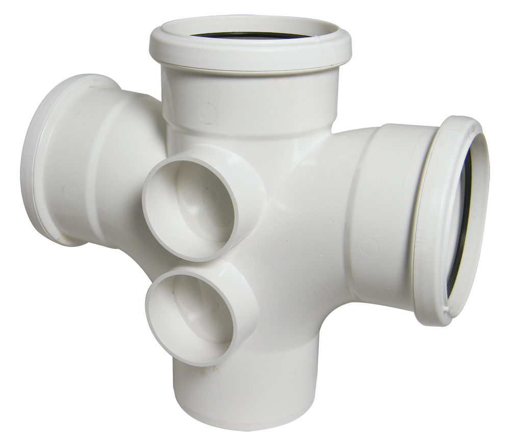 Floplast SP230WH 110mm/4 Inch Ring Seal Soil System - 92.5 Degree Double Branch - White