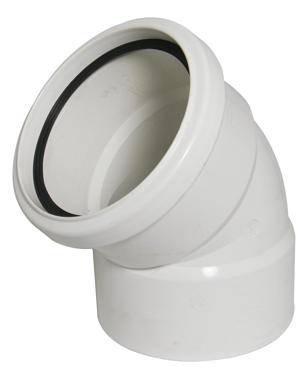 Floplast SP440WH 110mm/4 Inch Ring Seal Soil System - 135 Degree Offset Bend Double Socket - White