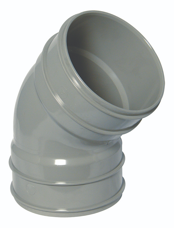 Floplast SS563GR 135 Deg Bend Double Socket 110mm Solvent Weld Soil System - Olive Grey