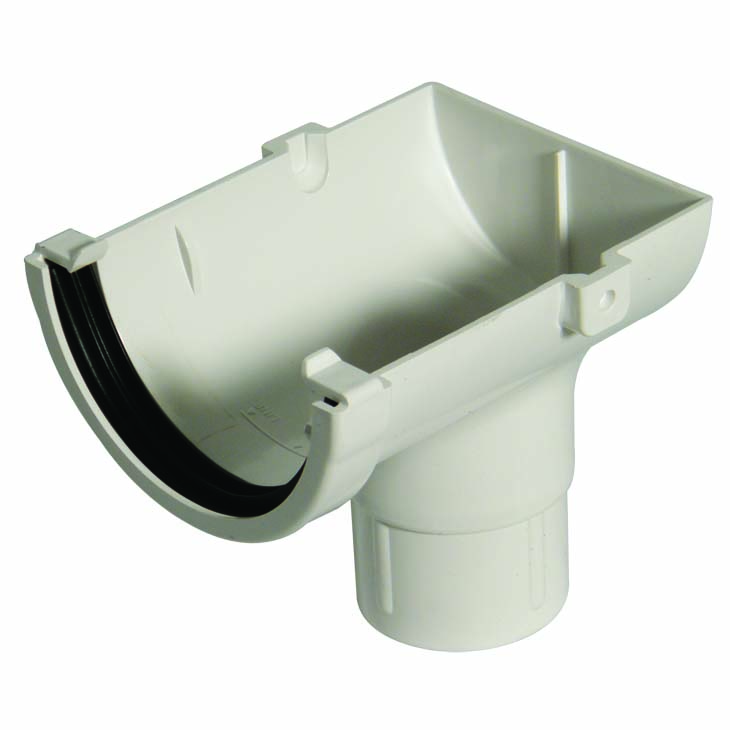 Floplast ROM2WH 76mm Miniflo Gutter - Stopend Outlet - White