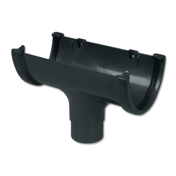 Floplast ROH1AG 115mm Hi-Cap (Deepflow) Gutter - Running Outlet (68mm) - Anthracite Grey