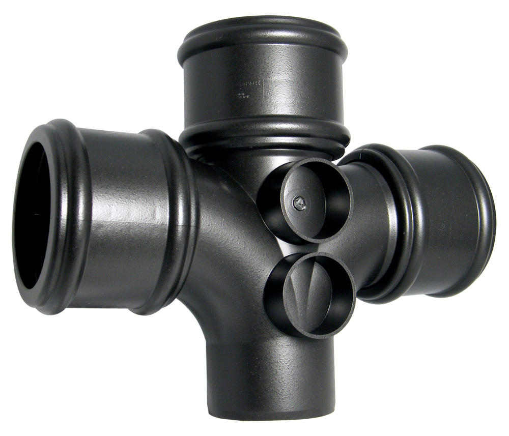 Floplast SP230CI 110mm/4 Inch Ring Seal Soil System - 92.5 Degree Double Branch - Faux Cast Iron