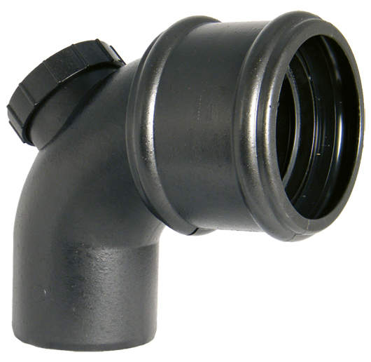 Floplast SP169CI 110mm / 4in Ring Seal Soil System - 92.5 Degree Access Bend Single Socket - Faux Cast Iron