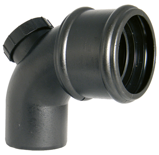 Floplast SP169CI 110mm/4in Ring Seal Soil System - 92.5 Degree Access Bend Single Socket - Faux Cast Iron