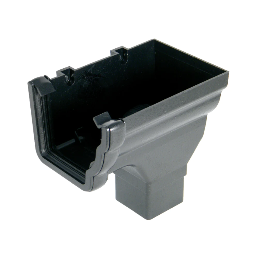 Floplast RON3CI 110mm Niagara Ogee Gutter - Right Hand Stopend Outlet - Faux Cast Iron