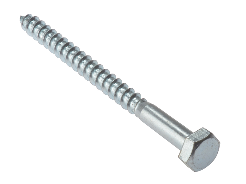 ForgeFix Coach Screw Hexagon Head Single Thread ZP M10 x 80mm Bag 10 FORCS1080M