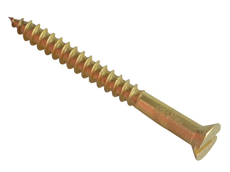 Forgepack Wood Screws Slotted CSK Brass 1.1/2in x 6 (Pack of 12)