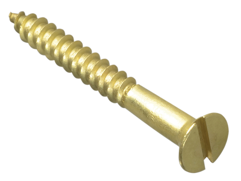 Forgepack Wood Screws Slotted CSK Brass 1.1/2in x 8 (Pack of 10)