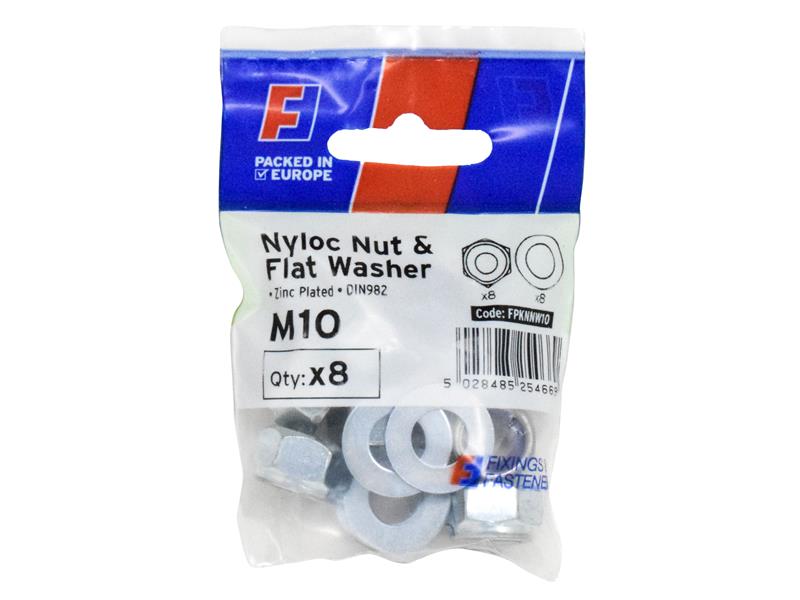 ForgeFix Nyloc Nut &amp; Washer M10 ForgePack 8 FORFPKNNW10