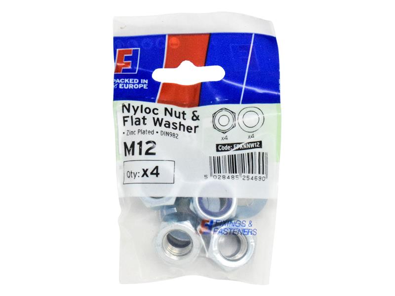 ForgeFix Nyloc Nut &amp; Washer M12 ForgePack 4 FORFPKNNW12
