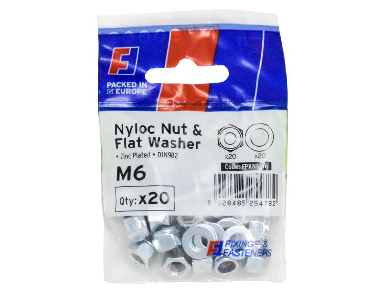 ForgeFix Nyloc Nut &amp; Washer M6 ForgePack 20 FORFPKNNW6