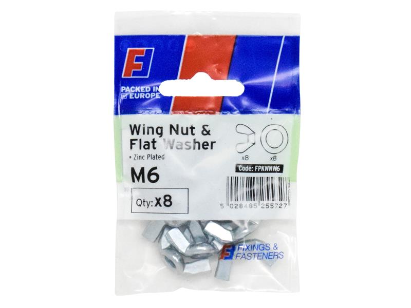 ForgeFix Wing Nut &amp; Washer M6 ForgePack 8 FORFPKWNW6