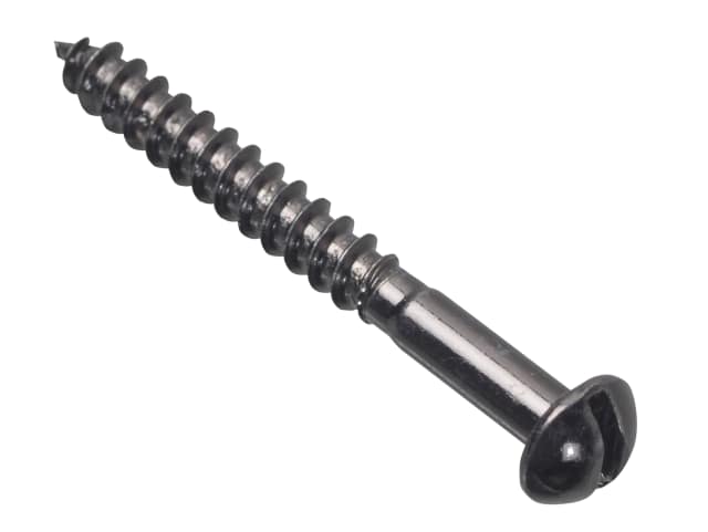 Forgepack Round Black Japanned Screws 1.1/2in x 8 (Pack of 10)