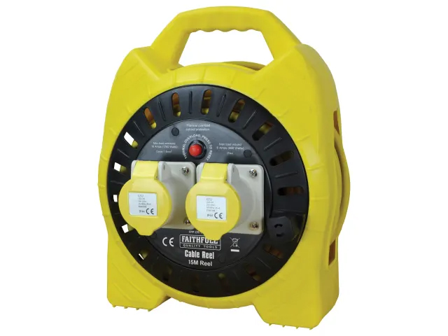 Faithfull Enclosed 15 Metre 16A 110V Cable Reel - FPPCR15MSEL