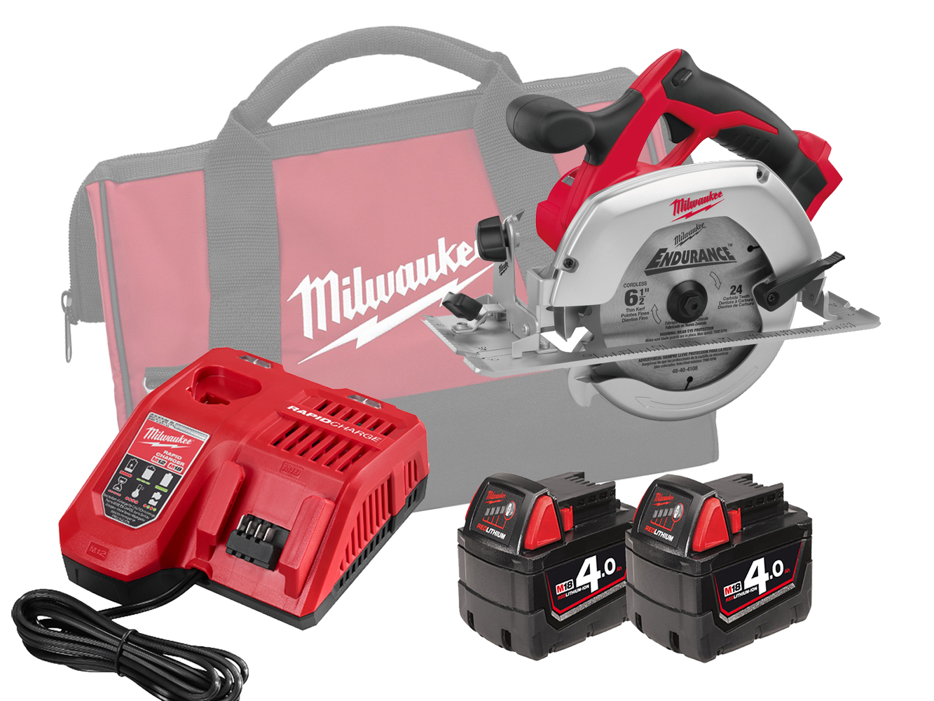 Milwaukee HD18CS 18V Heavy Duty 165mm (55mm) Circular Saw for Wood and Plastic - 4.0Ah Pack