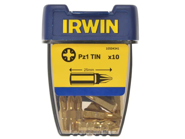 Irwin Screwdriver Bits Pozidriv PZ1 25mm Titanium (Pack of 10) - 10504341