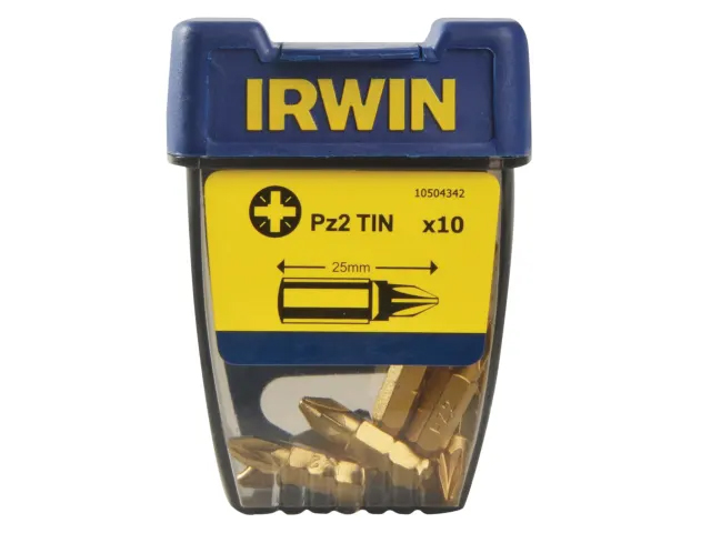 Irwin Screwdriver Bits Pozidriv PZ2 25mm Titanium (Pack of 10) - 10504342