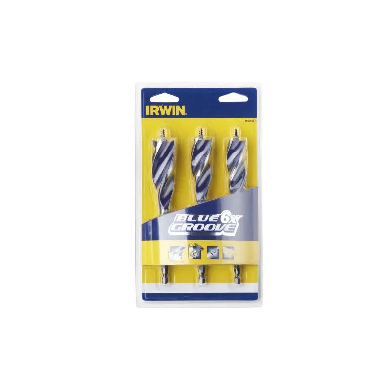 Irwin Blue Groove 6X Wood Auger Drill Bit 3 Piece Set
